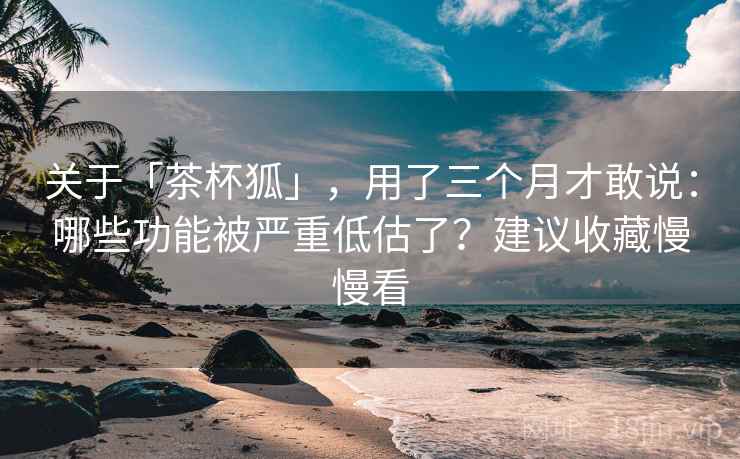 关于「茶杯狐」，用了三个月才敢说：哪些功能被严重低估了？建议收藏慢慢看