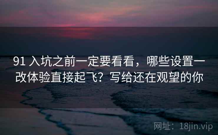 91 入坑之前一定要看看，哪些设置一改体验直接起飞？写给还在观望的你