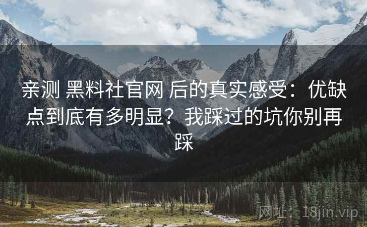 亲测 黑料社官网 后的真实感受：优缺点到底有多明显？我踩过的坑你别再踩