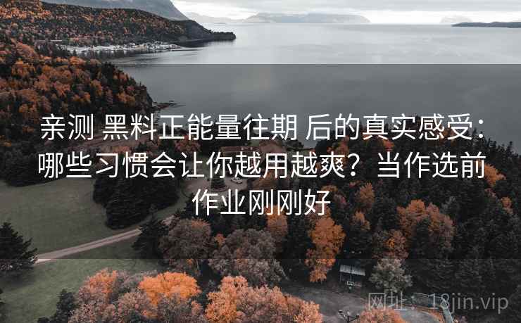 亲测 黑料正能量往期 后的真实感受：哪些习惯会让你越用越爽？当作选前作业刚刚好