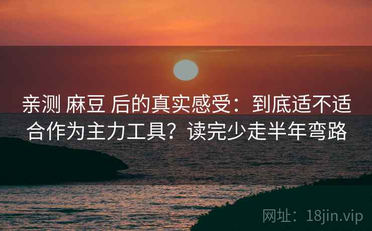亲测 麻豆 后的真实感受：到底适不适合作为主力工具？读完少走半年弯路