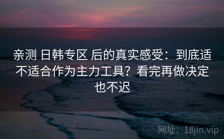 亲测 日韩专区 后的真实感受：到底适不适合作为主力工具？看完再做决定也不迟
